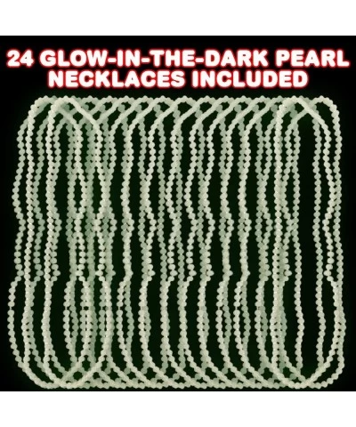 Glowing Pearl Necklaces Set of 24 Glow in the Dark Necklaces in 4 Fun Designs Glow in the Dark Party Supplies for Kids Glow i...