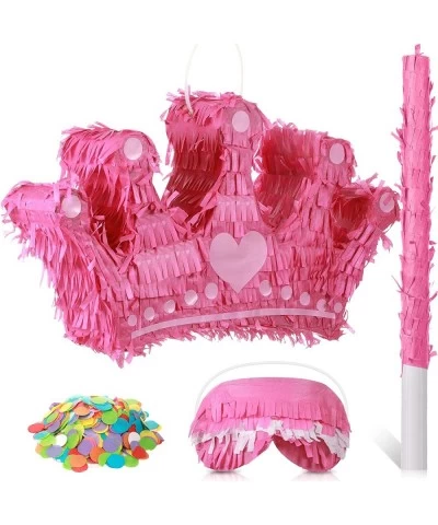 Princess Crown Pinata with Blindfold Bat and Confetti Small Pink Princess Pinata for Girls Kids Suitable Size for Birthday Pa...