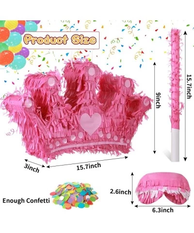 Princess Crown Pinata with Blindfold Bat and Confetti Small Pink Princess Pinata for Girls Kids Suitable Size for Birthday Pa...