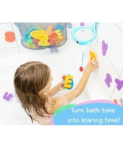 2 x Mesh Bath Toy Organizer + 6 Ultra Strong Hooks + 36 Bath Letters & Numbers – Eco-Safe Fun Educational Foam Baby Bath Lett...