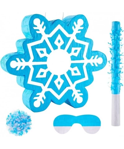 Blue Snowflake Pinata Froze Pinata Froze Birthday Party Supplies with Blindfold Bat Round Tissue Paper for Froze Party Holida...