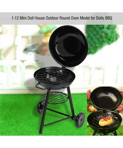 Dollhouse Round Oven 1:12 Dollhouse Miniature BBQ Grill Oven Mini Doll House Accessory Outdoor Round Oven Model for Dolls BBQ...