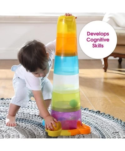 Baby Stacking Toys 14 PC Set - Stack & Drop Tower Toddler Stacking Toy for STEM Educational Learning - Colorful Baby Stacking...