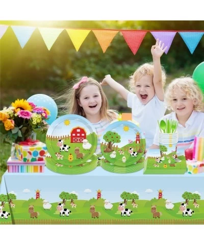 78PCS Farm Animal Party Supplies Tableware Farm Birthday Party Decorations Farmhouse Animal Baby Shower Party Dinnerware Disp...