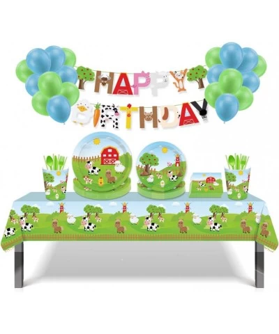 78PCS Farm Animal Party Supplies Tableware Farm Birthday Party Decorations Farmhouse Animal Baby Shower Party Dinnerware Disp...