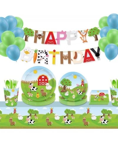 78PCS Farm Animal Party Supplies Tableware Farm Birthday Party Decorations Farmhouse Animal Baby Shower Party Dinnerware Disp...