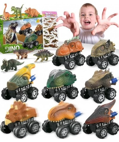 Kids Dinosaur Toys 8 Dinosaur Monster Trucks and 6 Small Dinosaur Toy Figures Dinosaur Toy Pull Back Cars Vehicle Set for Tod...