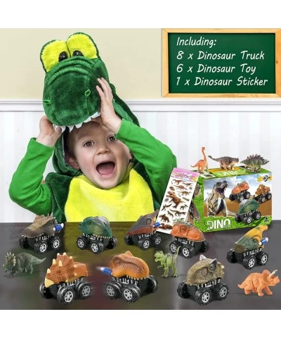 Kids Dinosaur Toys 8 Dinosaur Monster Trucks and 6 Small Dinosaur Toy Figures Dinosaur Toy Pull Back Cars Vehicle Set for Tod...