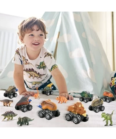 Kids Dinosaur Toys 8 Dinosaur Monster Trucks and 6 Small Dinosaur Toy Figures Dinosaur Toy Pull Back Cars Vehicle Set for Tod...