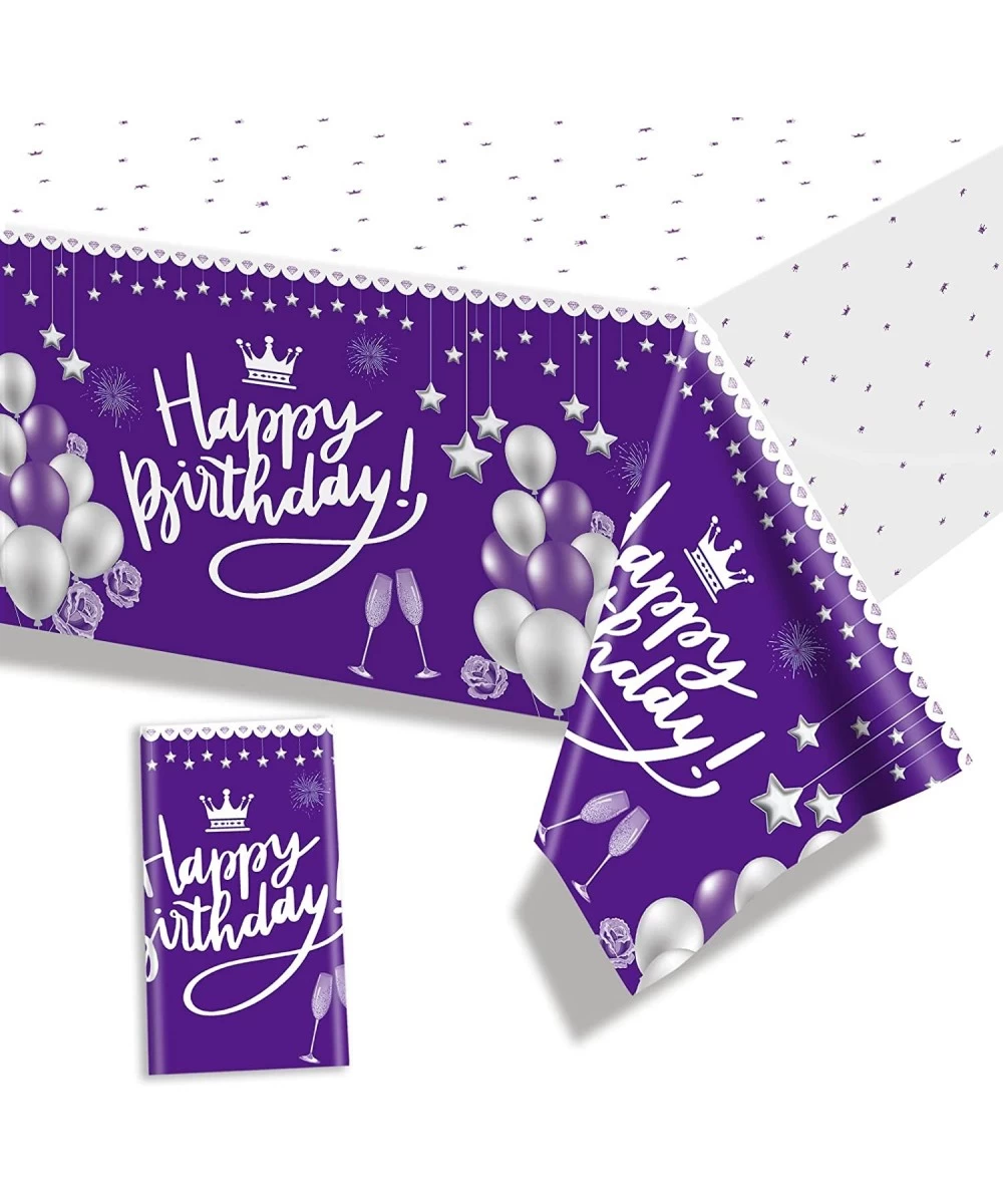 1 Pack 54'' x 108'' Happy Birthday Tablecloth Plastic Bday Table Cover Party Supplies for Girl Women (Purple) $16.13 Kids' Pa...