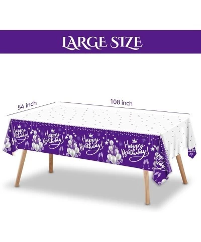 1 Pack 54'' x 108'' Happy Birthday Tablecloth Plastic Bday Table Cover Party Supplies for Girl Women (Purple) $16.13 Kids' Pa...