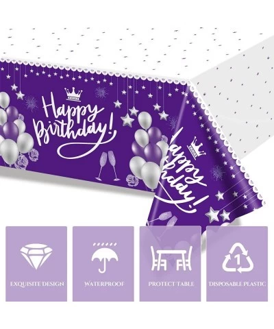 1 Pack 54'' x 108'' Happy Birthday Tablecloth Plastic Bday Table Cover Party Supplies for Girl Women (Purple) $16.13 Kids' Pa...