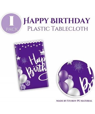 1 Pack 54'' x 108'' Happy Birthday Tablecloth Plastic Bday Table Cover Party Supplies for Girl Women (Purple) $16.13 Kids' Pa...