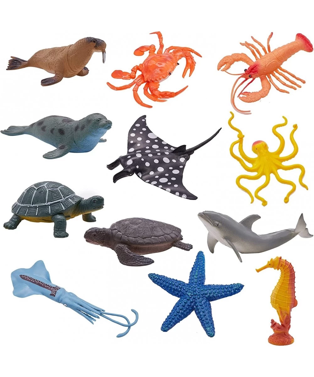 12PCS Sea Animal Figures Toys Plastic Ocean Animals Figurines with Dolphin Sea Turtle Octopus Starfish for Kids Toddler Party...