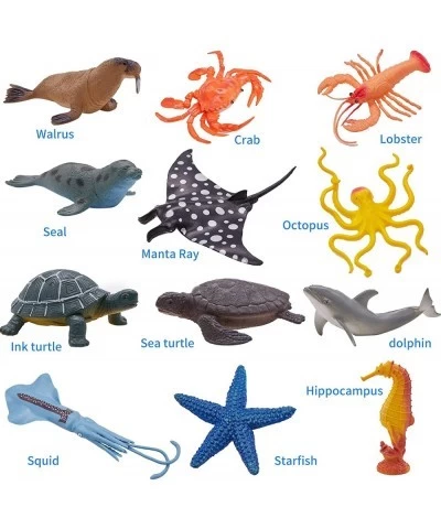 12PCS Sea Animal Figures Toys Plastic Ocean Animals Figurines with Dolphin Sea Turtle Octopus Starfish for Kids Toddler Party...