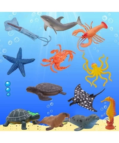 12PCS Sea Animal Figures Toys Plastic Ocean Animals Figurines with Dolphin Sea Turtle Octopus Starfish for Kids Toddler Party...