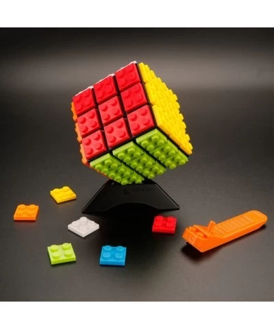 Speed Magic Rubix Cube 3x3 Build-on Brick Smooth Turning Magic Cube Brain Teaser Puzzle and Building Bricks Toy Desk Toy Grea...