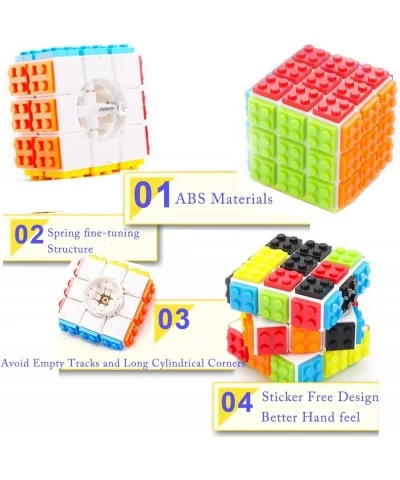 Speed Magic Rubix Cube 3x3 Build-on Brick Smooth Turning Magic Cube Brain Teaser Puzzle and Building Bricks Toy Desk Toy Grea...