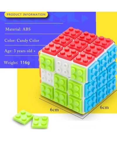 Speed Magic Rubix Cube 3x3 Build-on Brick Smooth Turning Magic Cube Brain Teaser Puzzle and Building Bricks Toy Desk Toy Grea...