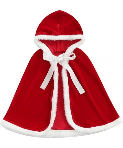 Kids Toddler Baby Girls Christmas Cape Cloak Reindeer/Santa Print Xmas Hooded Costume Capes Cosplay 1-8T $16.99 Kids' Costumes