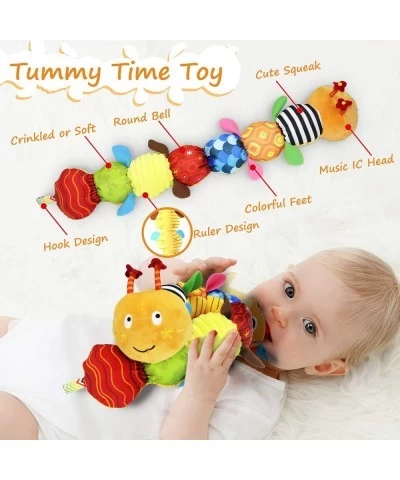 Stuffed Caterpillar Baby Toys Musical Soft Infant Toy Texture Sensory Plush Toys Crinkle Rattle with Ring Bell Ruler Design f...