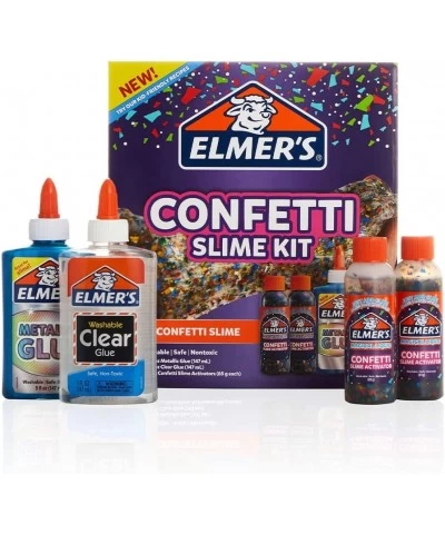 Elmer’s Confetti Slime Kit | Slime Supplies Include Metallic Glue Clear Glue Confetti Magical Liquid Slime Activator 4 Count ...