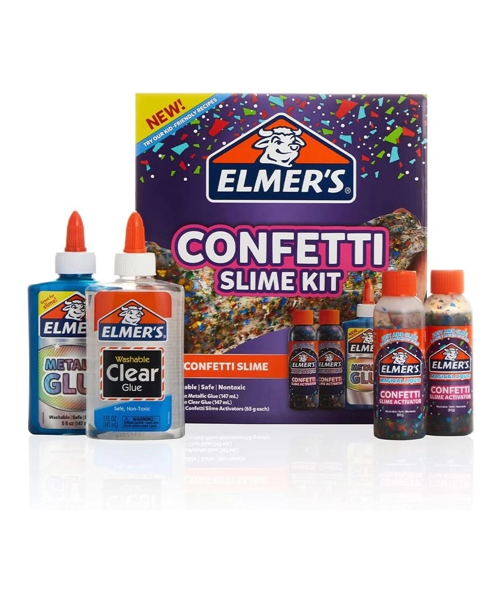 Elmer’s Confetti Slime Kit | Slime Supplies Include Metallic Glue Clear Glue Confetti Magical Liquid Slime Activator 4 Count ...