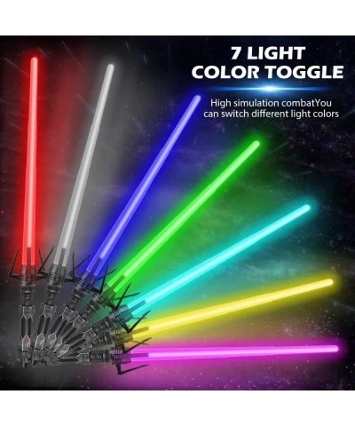 2 Pack Light Saber 2-in-1 7 Colors Changeable Dueling Light up Sabers with Sound LED Light Swords Smooth Swing for Kids Adult...