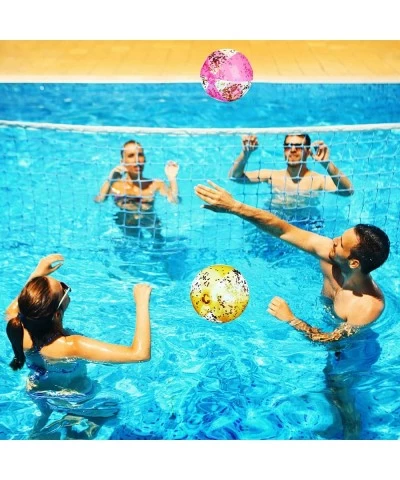 8 Pieces 16 Inches Inflatable Glitter Sequin Ball Pink Beach Balls Gold Swimming Pool Party Balls Large Confetti Beach Balls ...