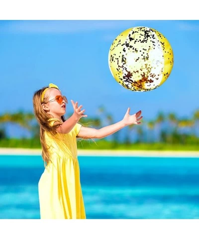 8 Pieces 16 Inches Inflatable Glitter Sequin Ball Pink Beach Balls Gold Swimming Pool Party Balls Large Confetti Beach Balls ...