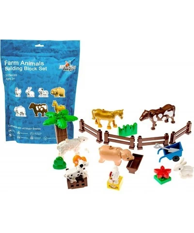 Farm Animals Large Block Building Block Set (24 Pieces) Compatible with Leading Brand Building Blocks Farm Animals Set Includ...