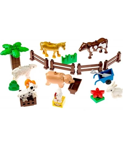 Farm Animals Large Block Building Block Set (24 Pieces) Compatible with Leading Brand Building Blocks Farm Animals Set Includ...