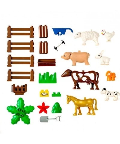 Farm Animals Large Block Building Block Set (24 Pieces) Compatible with Leading Brand Building Blocks Farm Animals Set Includ...