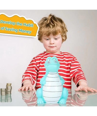 Dinosaur Money Bank(Blue) Shatterproof Big Belly Carnosaurs Piggy Bank First Coin Bank Best Christmas Birthday for Kids Boys ...