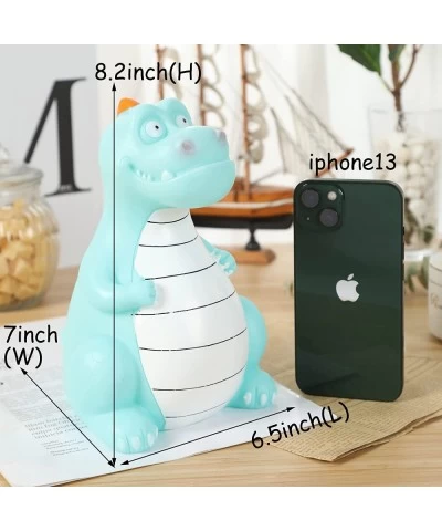 Dinosaur Money Bank(Blue) Shatterproof Big Belly Carnosaurs Piggy Bank First Coin Bank Best Christmas Birthday for Kids Boys ...