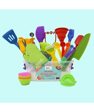 Mega Cooking Set - Real Kitchen Tools Baking Set for Kids with Storage Bin [Actual Kitchen Utensils May Vary] Best Gift for K...