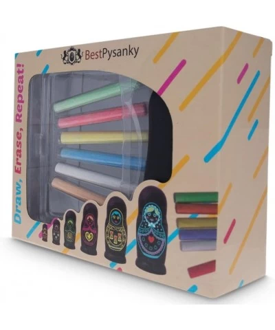 Six Blackboard Plastic Black Nesting Dolls w/ Chalks DIY Craft $28.96 Nesting Dolls