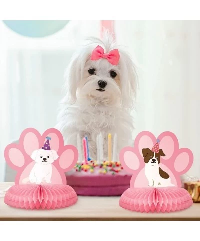 8 Pcs Dog Themed Party Table Decorations Pink Dog 3D Honeycomb Centerpieces Dog Birthday Party Supplies Dog Centerpieces Deco...