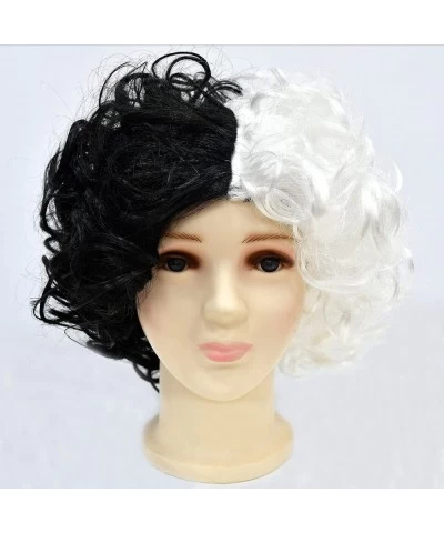 Cruella Costume for Girls Witch Deville Outfit Black White Halloween Cosplay with Wig Dress up $45.04 Kids' Costumes