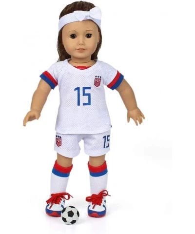 Soccer-Outfits and Accesories for 18-Inch Dolls Team USA 6 Pc Soccer-Uniform Include Shirt Shorts Socks Shoes Headband and Fo...