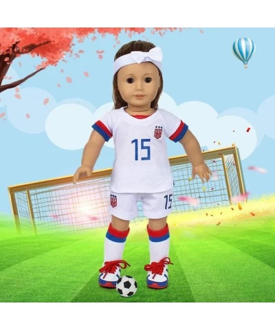 Soccer-Outfits and Accesories for 18-Inch Dolls Team USA 6 Pc Soccer-Uniform Include Shirt Shorts Socks Shoes Headband and Fo...