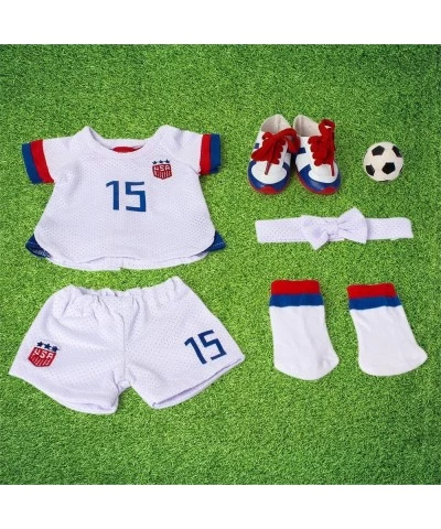 Soccer-Outfits and Accesories for 18-Inch Dolls Team USA 6 Pc Soccer-Uniform Include Shirt Shorts Socks Shoes Headband and Fo...