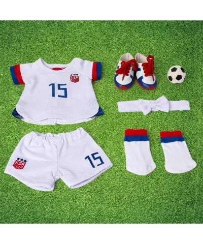 Soccer-Outfits and Accesories for 18-Inch Dolls Team USA 6 Pc Soccer-Uniform Include Shirt Shorts Socks Shoes Headband and Fo...