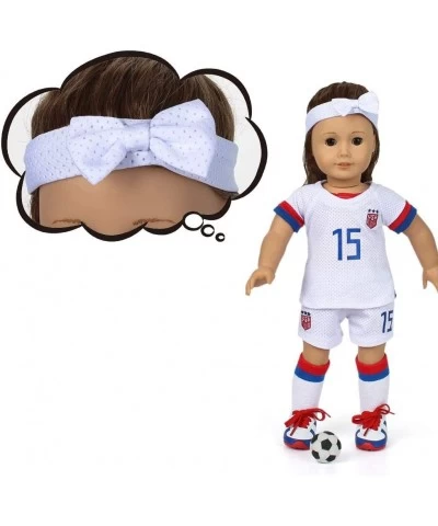 Soccer-Outfits and Accesories for 18-Inch Dolls Team USA 6 Pc Soccer-Uniform Include Shirt Shorts Socks Shoes Headband and Fo...