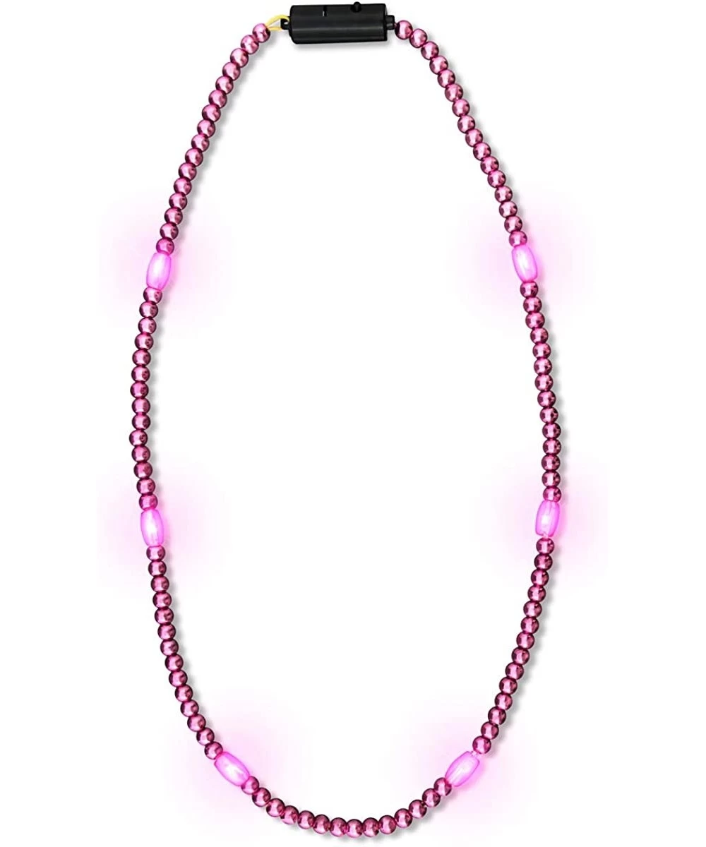 Pink Light Up LED Mardi Gras Bead Necklace $26.14 Kids' Dress-Up Accessories