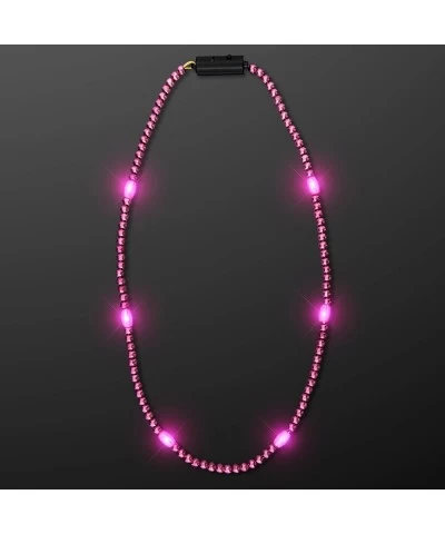 Pink Light Up LED Mardi Gras Bead Necklace $26.14 Kids' Dress-Up Accessories