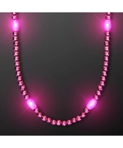 Pink Light Up LED Mardi Gras Bead Necklace $26.14 Kids' Dress-Up Accessories