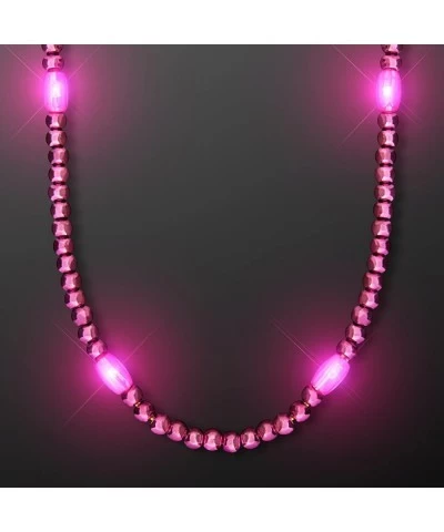 Pink Light Up LED Mardi Gras Bead Necklace $26.14 Kids' Dress-Up Accessories