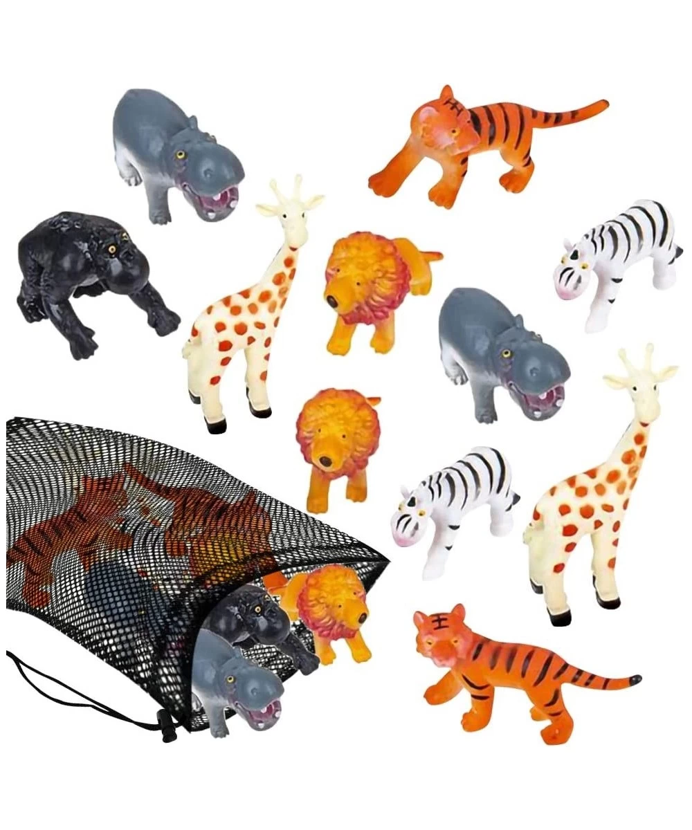 Safari Figures Assortment in Mesh Bag Set of 12 Mini Animal Figurines in Assorted Designs Fun Bath Water Playset for Kids Par...