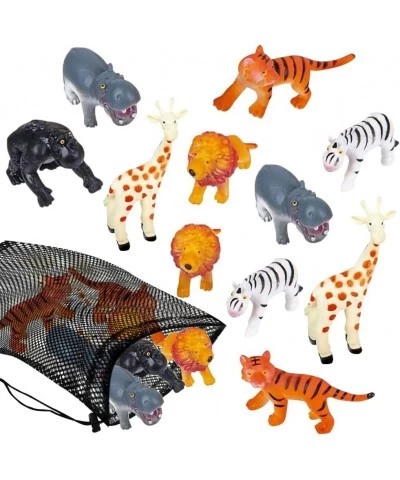 Safari Figures Assortment in Mesh Bag Set of 12 Mini Animal Figurines in Assorted Designs Fun Bath Water Playset for Kids Par...